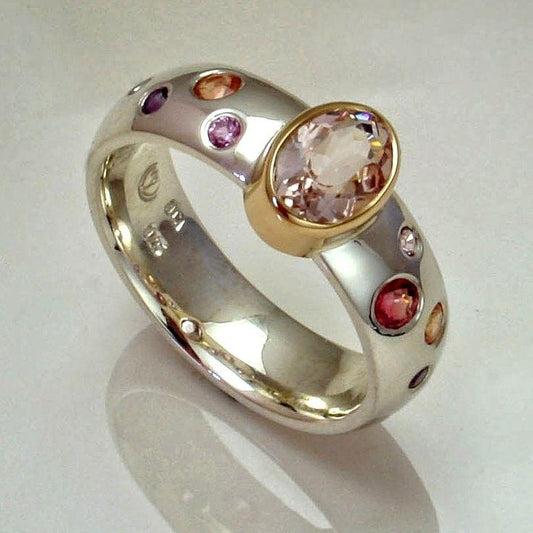 Vintage Pink Zirconia Silver Ring-Ariette Jewelry