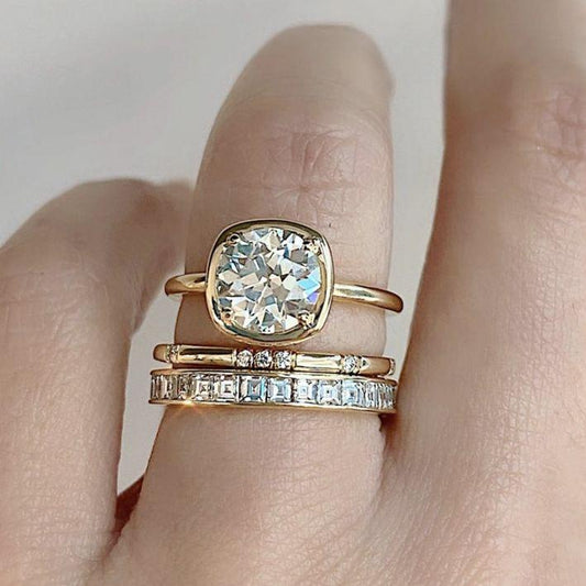 Vintage Zirconia Gold Ring Set-Ariette Jewelry
