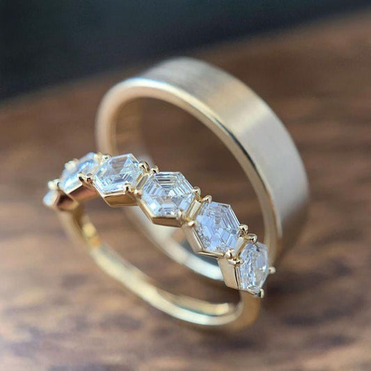 Vintage Couple Golden Ring Set-Ariette Jewelry