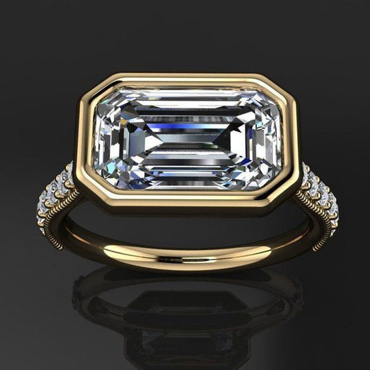 Vintage Rectangular Glass Gold Ring-Ariette Jewelry