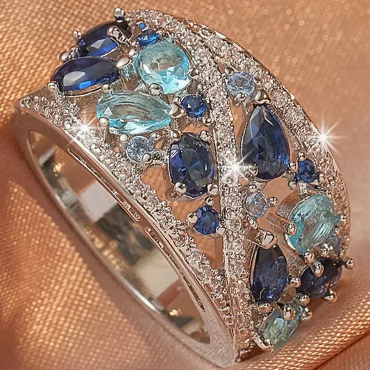 Vintage Blue Zirconia Ring-Ariette Jewelry