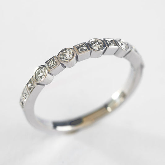 Vintage Inlaid Glass Silver Ring-Ariette Jewelry