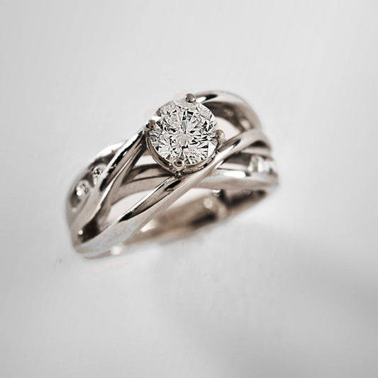 Vintage Layer Silver Zirconia Ring-Ariette Jewelry