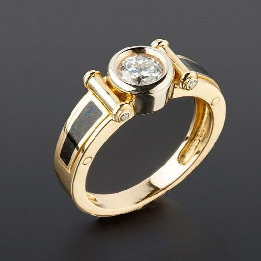Vintage Black & Gold Zirconia Ring-Ariette Jewelry