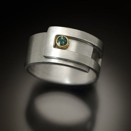 Vintage Green Open Silver Ring-Ariette Jewelry