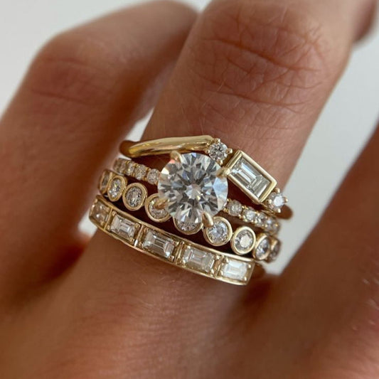 Vintage Modern Engagement Ring Set-Ariette Jewelry