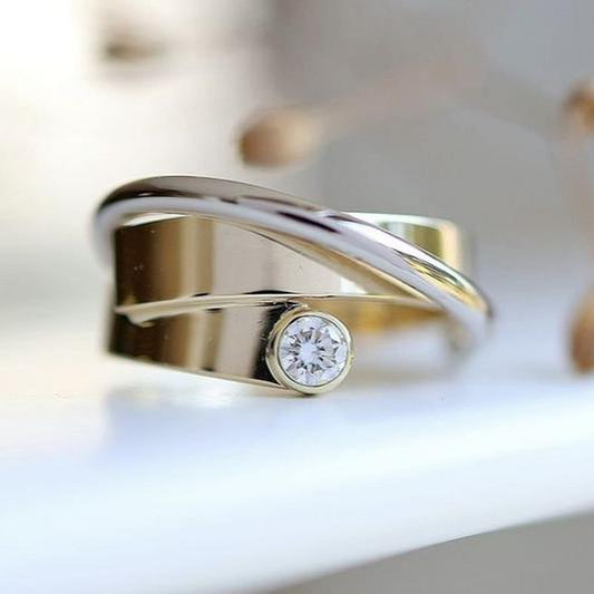 Vintage Fine Gold Zirconia Ring-Ariette Jewelry