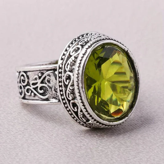 Vintage Crystal Olive Ring-Ariette Jewelry