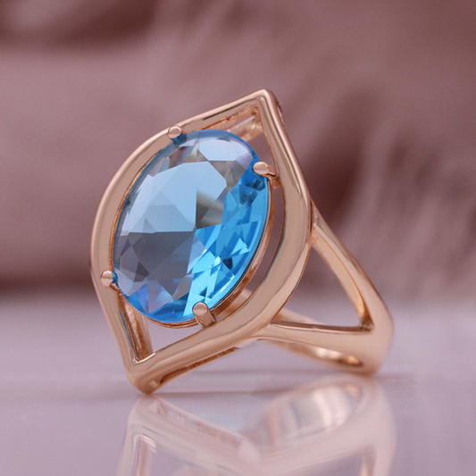 Vintage Blue Crystal Rose Gold Ring