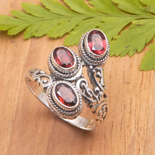 Vintage Open Red Crystal Ring