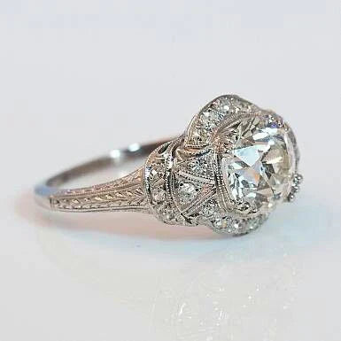 Vintage Silver White Crystal Ring-Ariette Jewelry