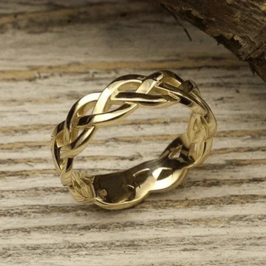 Vintage Golden Braided Ring-Ariette Jewelry