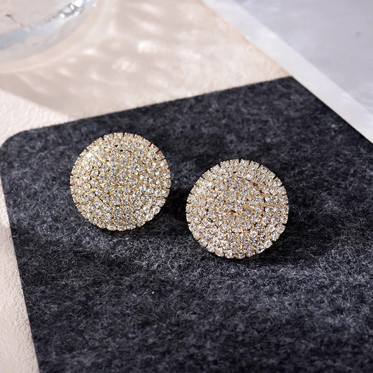 Vintage Round Gold Crystal Earrings-Ariette Jewelry