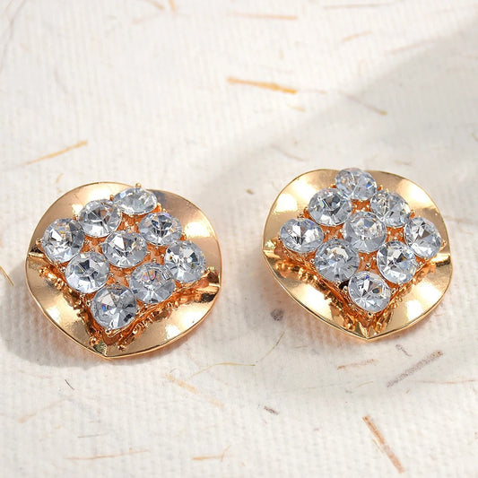 Vintage Silver Crystal Gold Earrings-Ariette Jewelry
