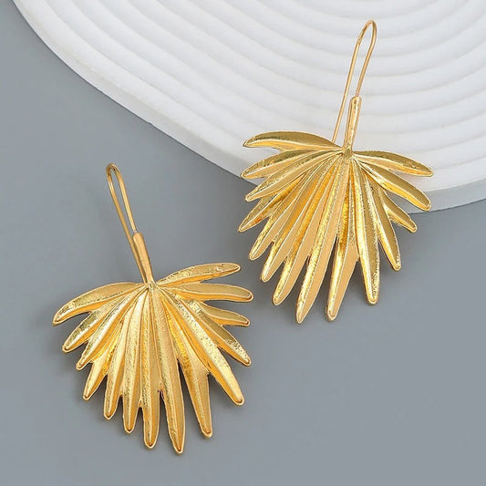 Vintage Gold Leaf Drop Earrings-Ariette Jewelry