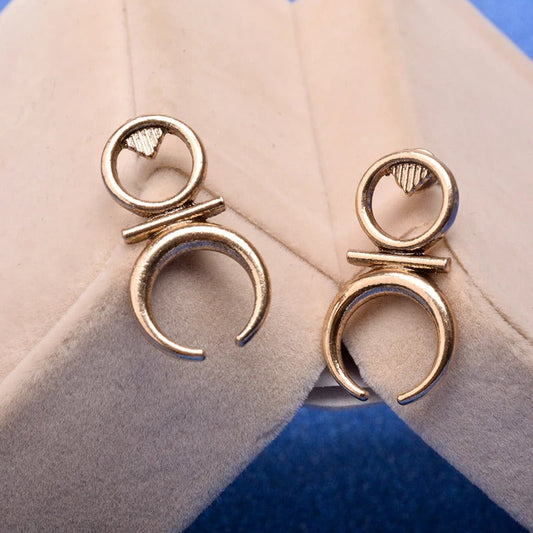 Vintage Ethnic Moon Stud Earrings-Ariette Jewelry