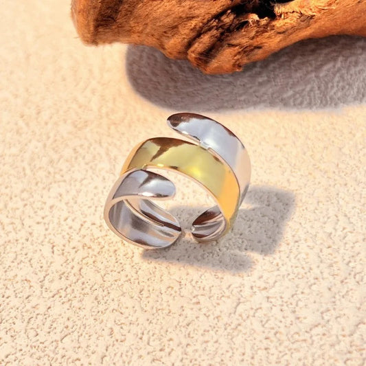 Gold & Silver Spiral Adjustable Ring-Ariette Jewelry