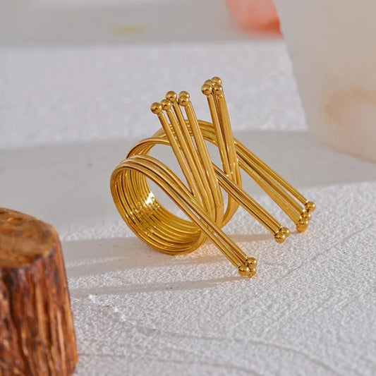 Bold Modern Art Gold Ring-Ariette Jewelry