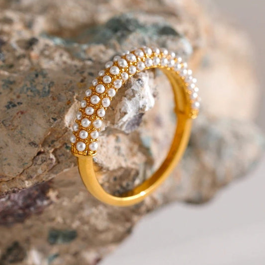 Vintage Pearl Cluster Gold Ring-Ariette Jewelry