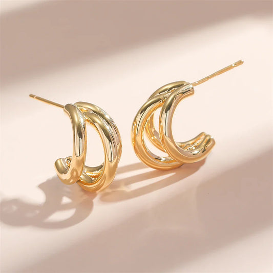 Gold Layered Hoop Earrings-Ariette Jewelry