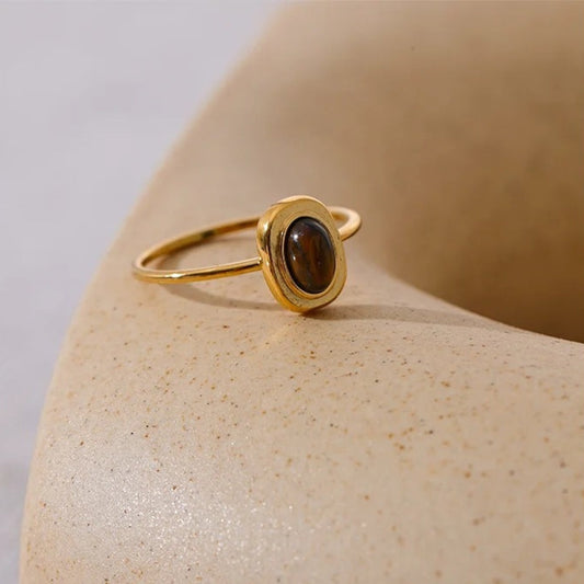 Vintage Brown Gemstone Gold Ring-Ariette Jewelry