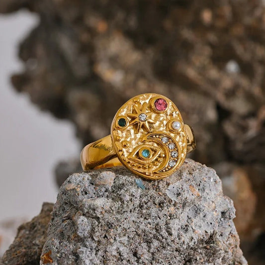 Vintage Multicolor Celestial Ring-Ariette Jewelry