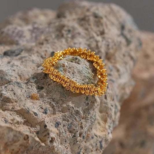 Vintage Rope Style Gold Ring-Ariette Jewelry