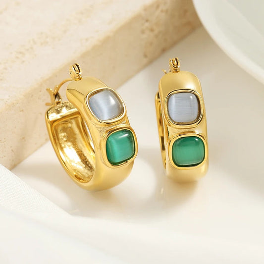 Vintage Gold U-Shaped Hoop Earrings-Ariette Jewelry