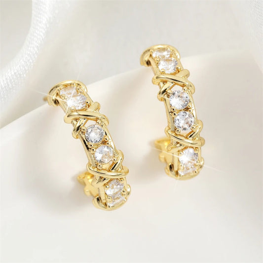 Vintage Gold C-Shaped Hoop Earrings-Ariette Jewelry