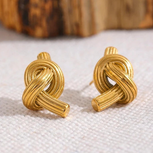 Vintage Gold Knot Stud Earrings-Ariette Jewelry