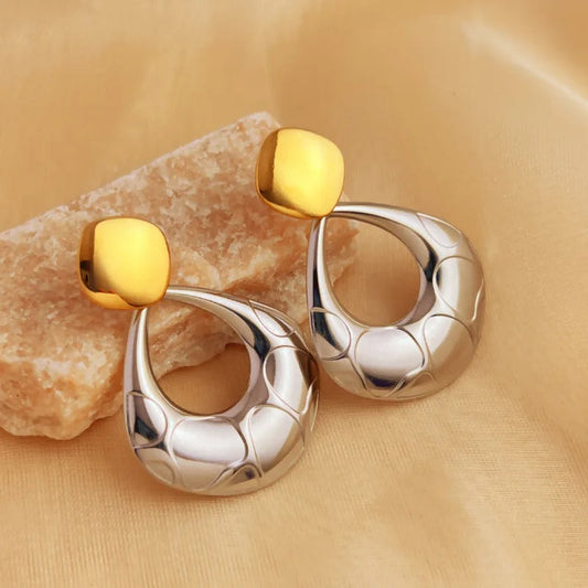 Vintage Two-Tone Hoop Earrings-Ariette Jewelry