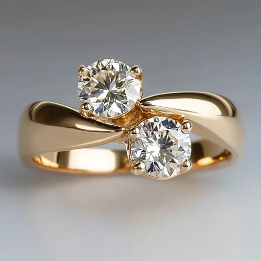 Vintage Open Sparkling Gold Ring-Ariette Jewelry