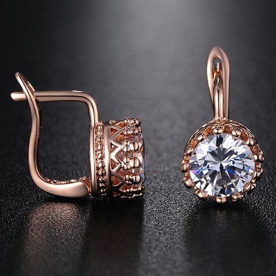 Vintage Zirconia Rose Earrings-Ariette Jewelry