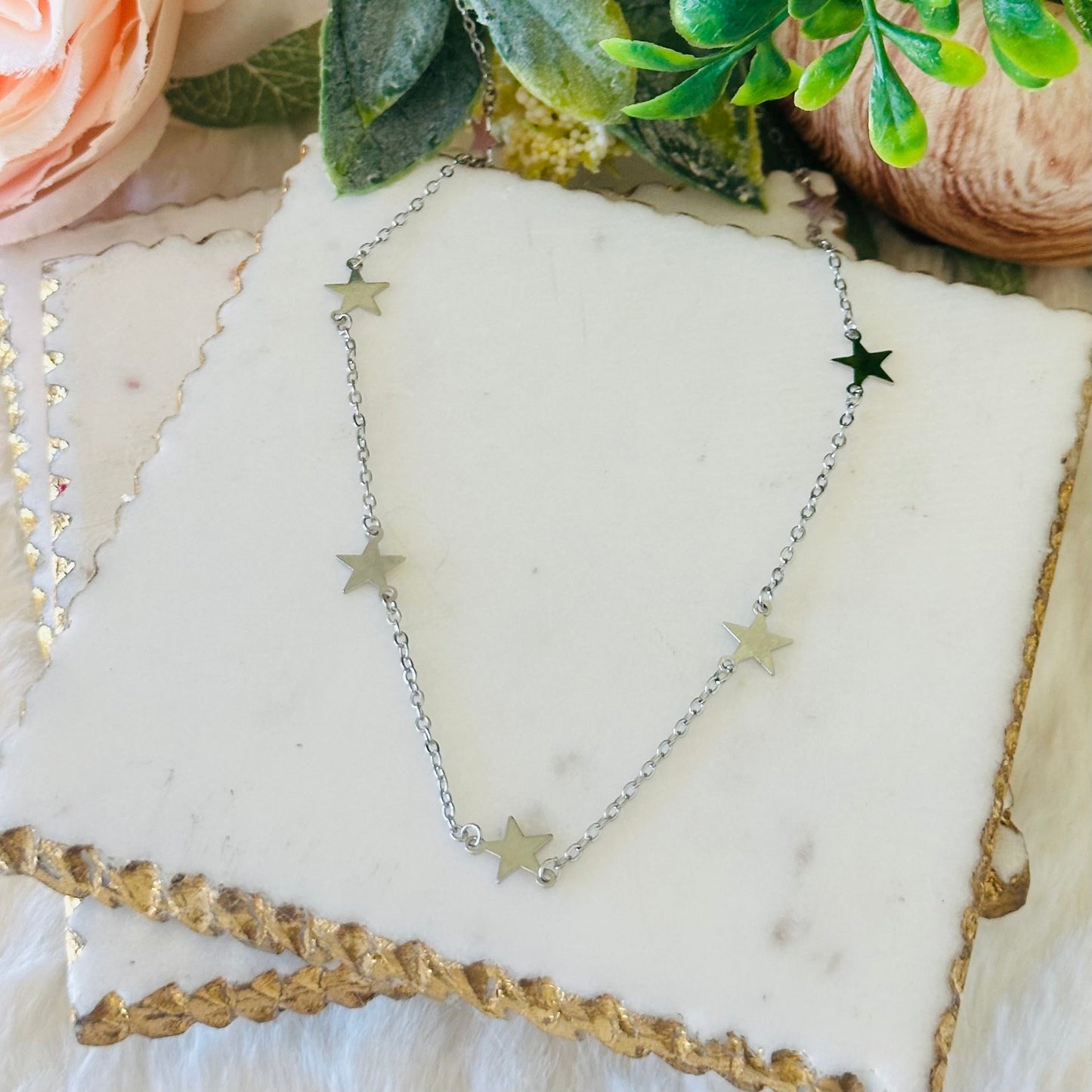 Stella Dainty Star Pendant Choker Necklace - Gold or Silver-Ariette Jewelry