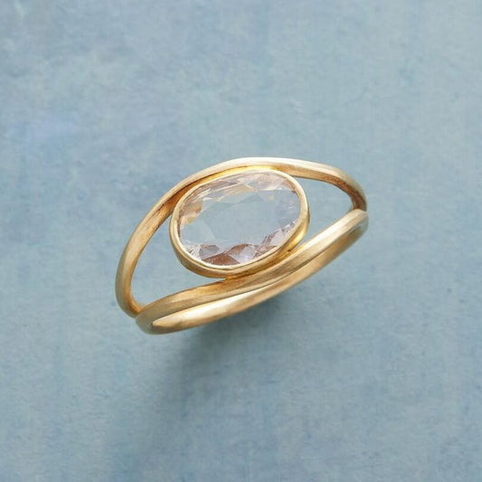 Vintage Glass Gold Ring-Ariette Jewelry