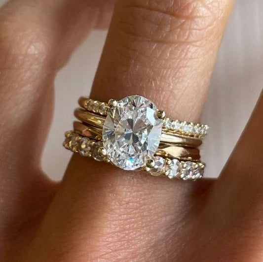 Vintage Zirconia Bright Ring Set-Ariette Jewelry