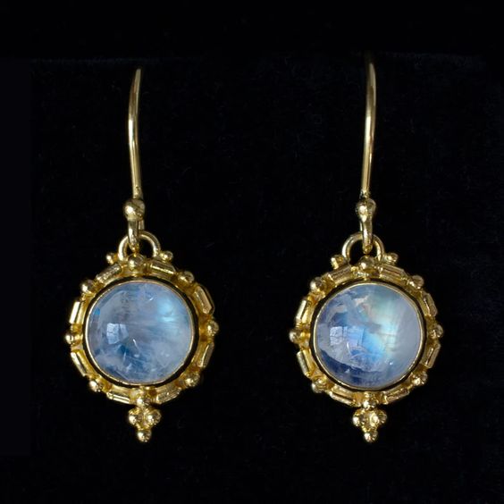 Vintage Blue Moonstone Rounded Earrings