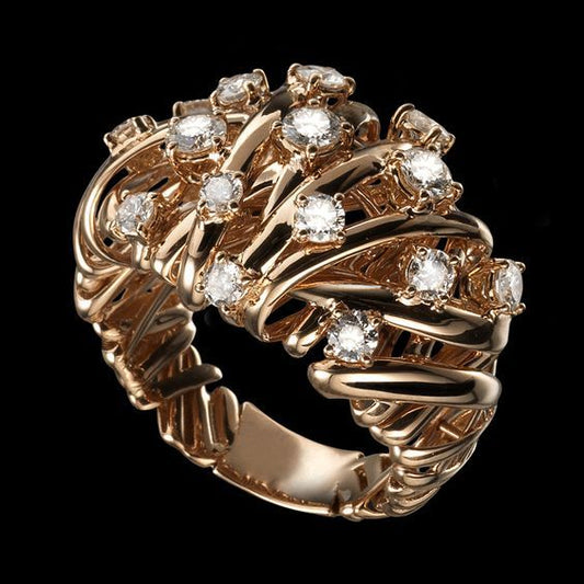 Vintage Exquisite Zirconia Gold Ring-Ariette Jewelry