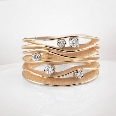 Vintage Layer Gold Zirconia Dune Ring-Ariette Jewelry