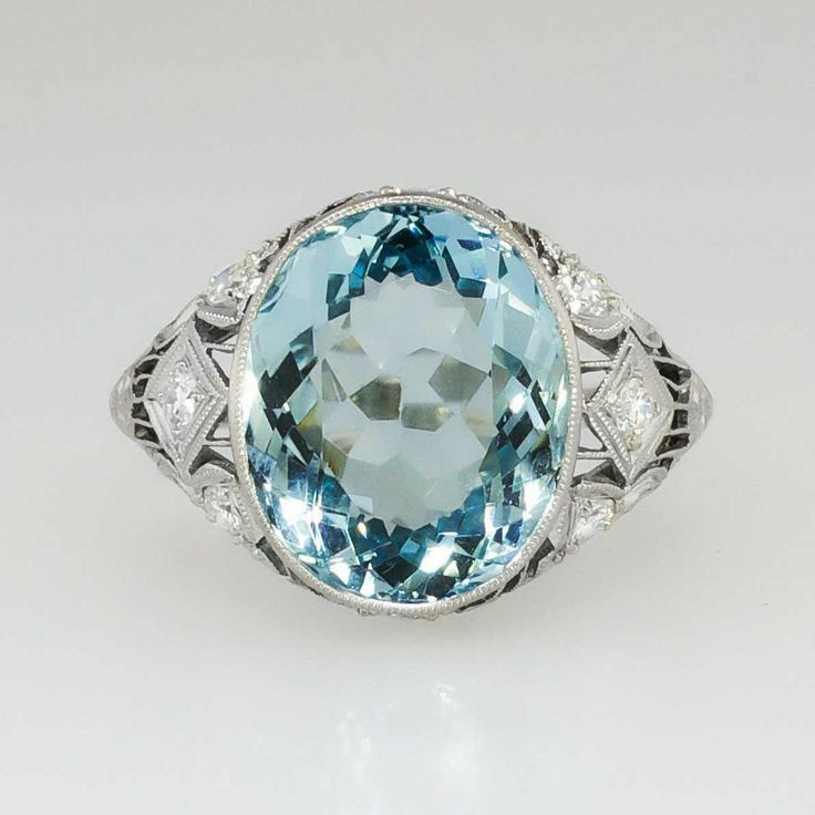 Vintage Glass Blue Ring-Ariette Jewelry