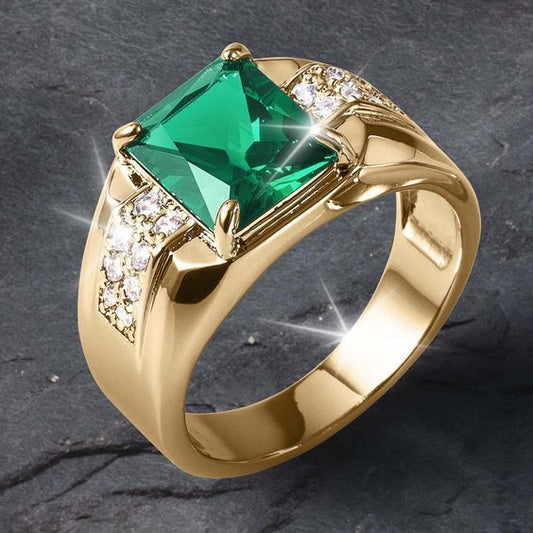 Vintage Green Brilliance Gold Ring-Ariette Jewelry