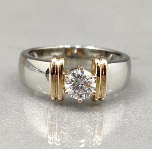 Vintage Open Gold Thread Silver Ring-Ariette Jewelry