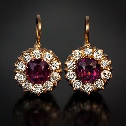 Vintage Rounded Bright Red Earrings-Ariette Jewelry