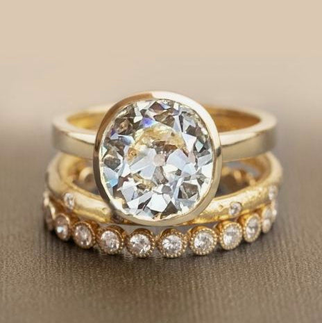 Vintage Unique Golden Ring Set-Ariette Jewelry