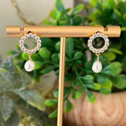Belina Open Circle Pearl Earrings-Ariette Jewelry