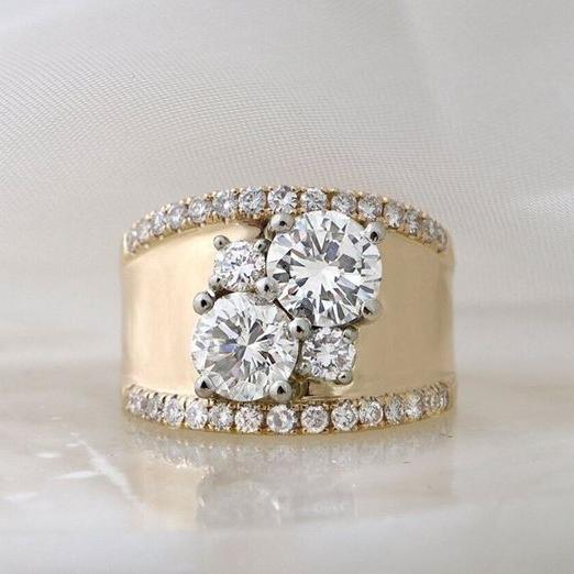 Vintage Golden Bright Zirconia Ring-Ariette Jewelry