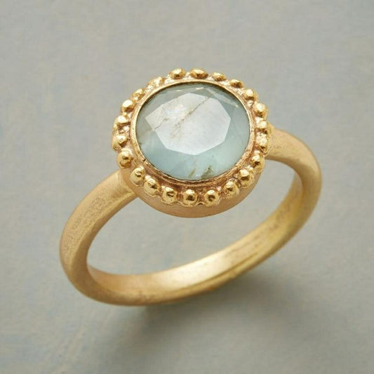 Vintage White Stone Gold Ring-Ariette Jewelry