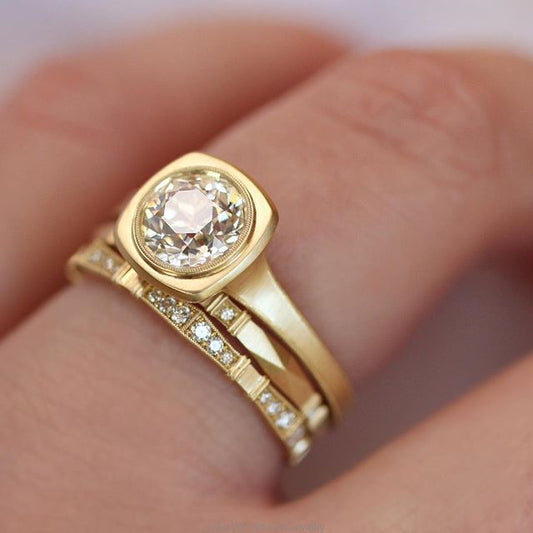 Vintage Golden Elegant Ring Set-Ariette Jewelry