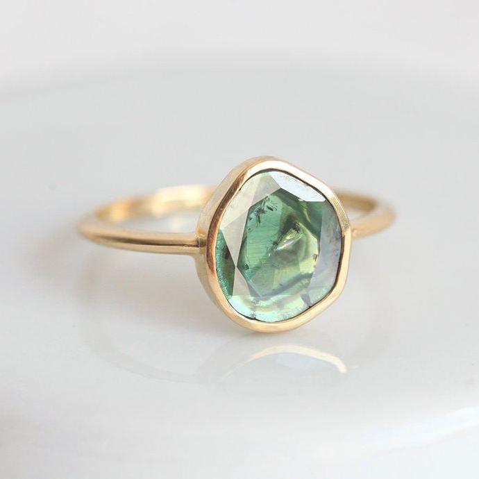 Vintage Green Bright Stone Ring-Ariette Jewelry