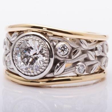 Vintage Ivy Silver & Gold Zirconia Ring-Ariette Jewelry
